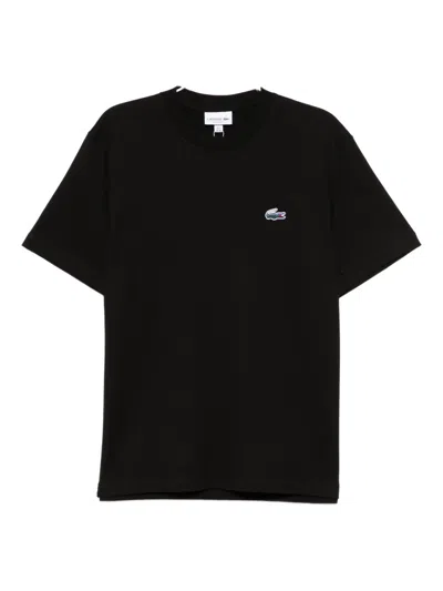 Lacoste Logo-appliqué Cotton T-shirt In Black