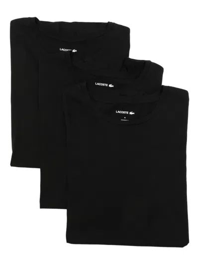 Lacoste Logo-appliqué Cotton T-shirt (set Of 3) In Black