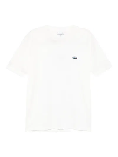 Lacoste Logo-appliqué Cotton T-shirt In White