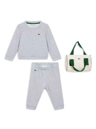 Lacoste Babies' Logo-appliqué Cotton Tracksuit Set In 灰色