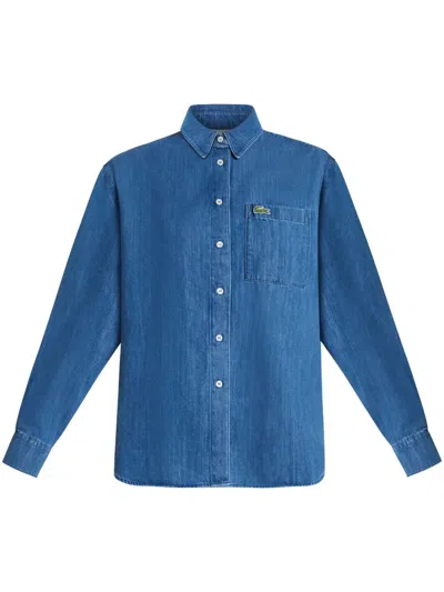 Lacoste Oversized Denim Shirt - 36 In Blue