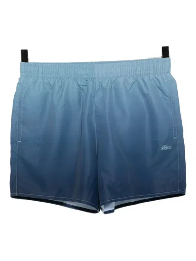 Lacoste Logo-appliqué Gradient Swim Shorts In Blue