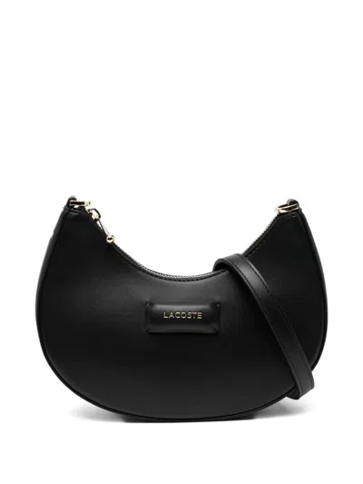 Lacoste Logo-appliqué Half-moon Bag In Black