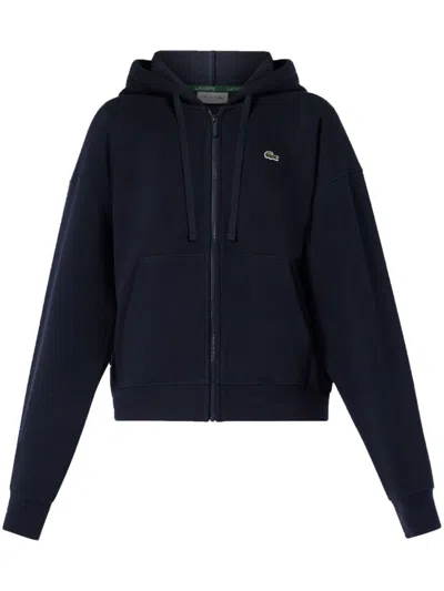Lacoste Logo-appliqué Hoodie In Blue