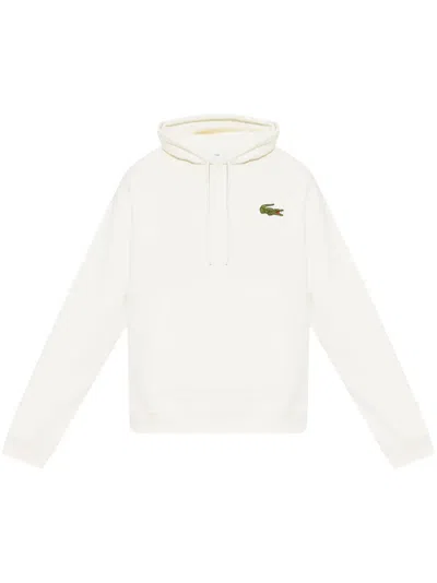 Lacoste Logo-appliqué Hoodie In Weiss