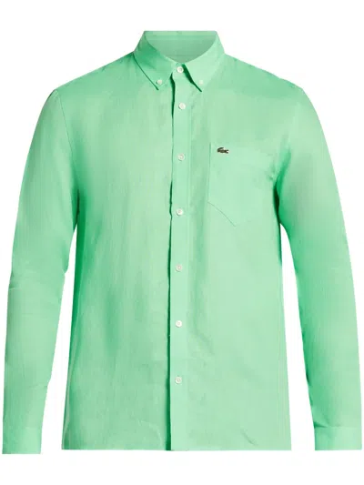 LACOSTE LOGO-APPLIQUÉ LINEN SHIRT