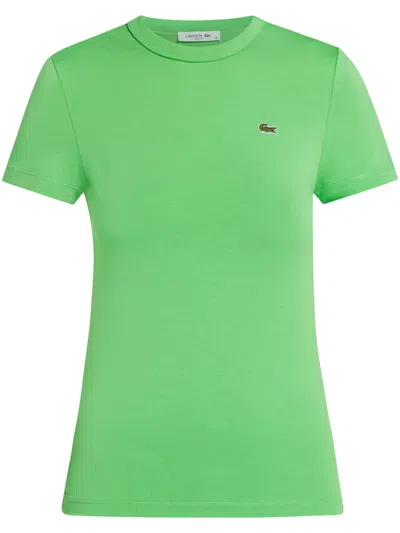 Lacoste Logo-appliqué Organic Cotton T-shirt In Green