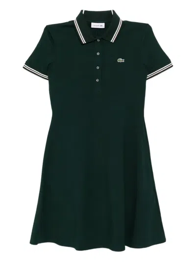 Lacoste Logo-appliqué Polo Dress In Green