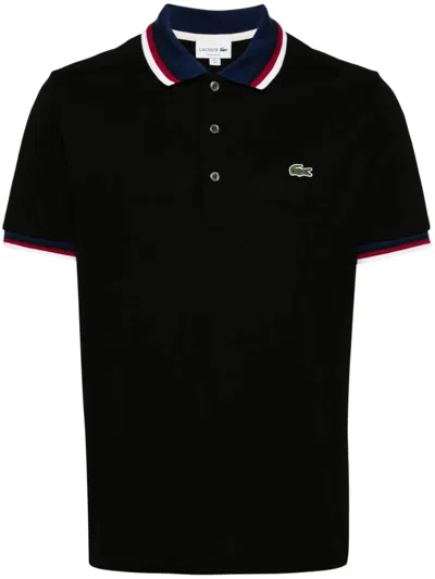 Lacoste Logo-appliqué Polo Shirt In Black