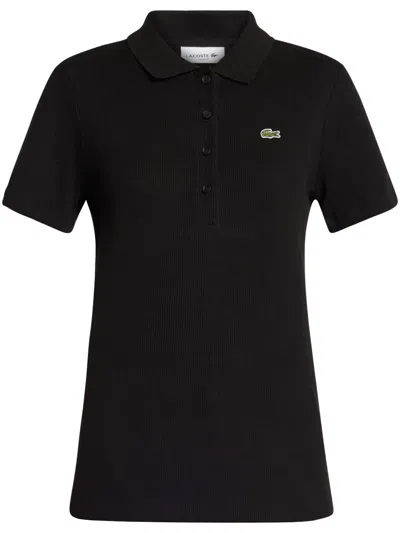 Lacoste Logo-embroidered Polo Shirt In Black