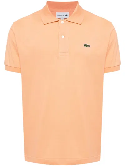Lacoste Logo-applique Striped Cotton Polo In Orange