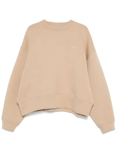 Lacoste Logo-appliqué Sweatshirt In Brown