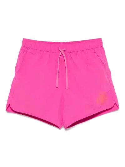 Lacoste Logo-appliqué Swim Shorts In Pink