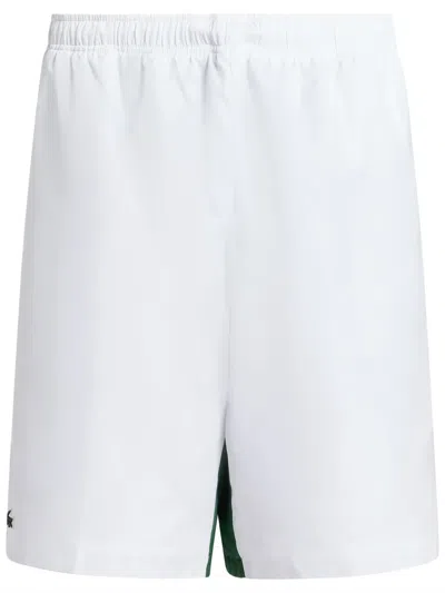 Lacoste Logo-appliqué Track Shorts In White