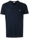 Lacoste Logo-embroidered Crew-neck T-shirt In Blue