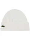 Lacoste Logo Beanie In White