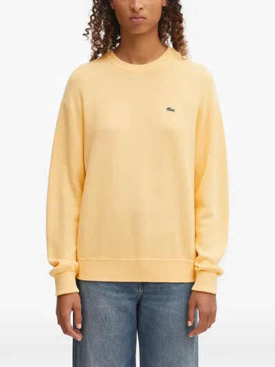 Lacoste Logo Crew-neck Sweater In Yellow