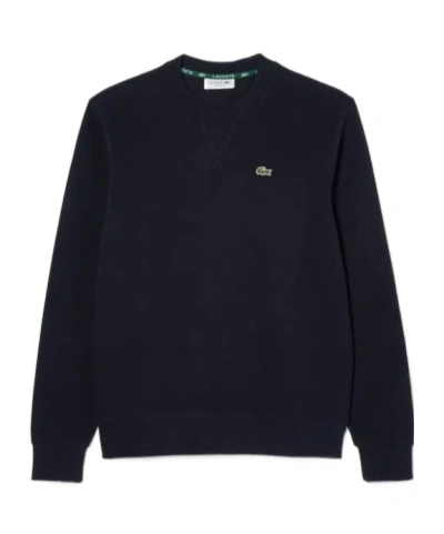 Lacoste Logo Crew-neck Sweatshirt In Black