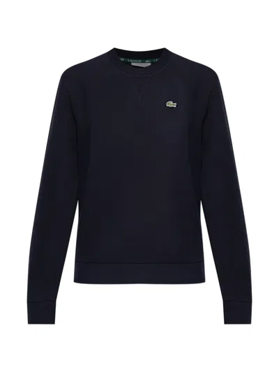 Lacoste Logo Crew-neck Sweatshirt In Blue
