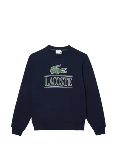 Lacoste Logo Crew-neck Sweatshirt In Blue