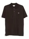 Lacoste Logo-detail Button Polo Shirt In Brown