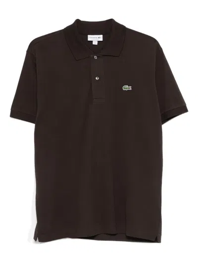 Lacoste Logo-detail Button Polo Shirt In Brown