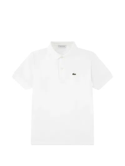 Lacoste Kids' Logo-detail Cotton Polo Shirt In White