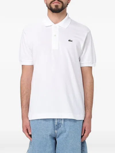 Lacoste Short Sleeve Pima Jersey Interlock Regular Fit Polo Shirt In White