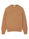 Lacoste Logo-patch Sweater In Brown