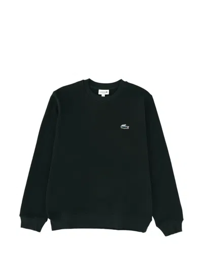 Lacoste Ribbed Cuff Long Sleeve Crew Neck Sweater In Green