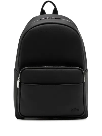 Lacoste Logo-embossed Piqué Backpack In Black
