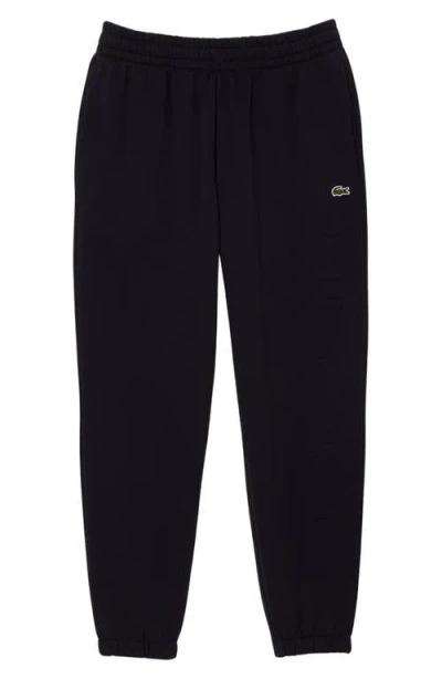 Lacoste Logo Embossed Sweatpants In Black