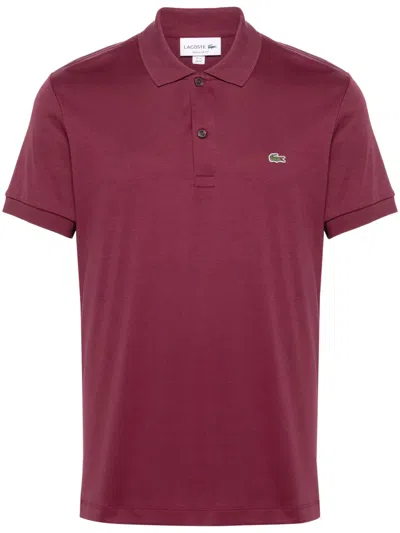 Lacoste Logo-embroidered Cotton Polo Shirt In Red