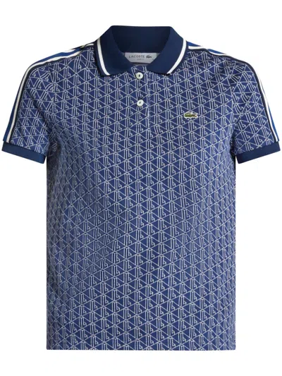 Lacoste Logo-embroidered Cotton Polo Top In Blue