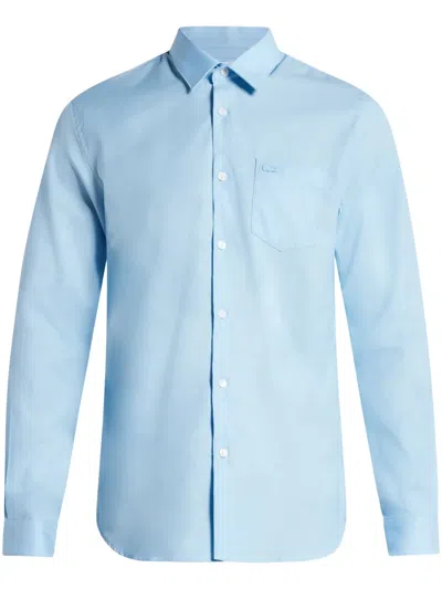 Lacoste Logo-embroidered Cotton Shirt In Blue