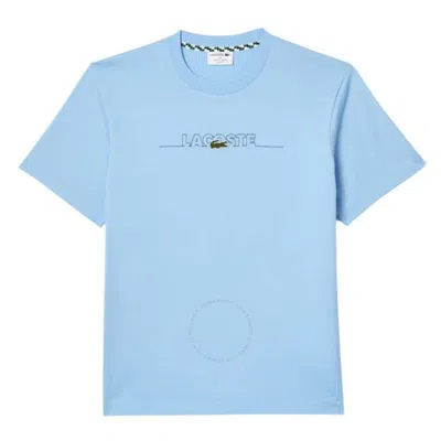 Lacoste Logo Embroidered Cotton T-shirt In Blue