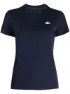 Lacoste Logo-embroidered Cotton T-shirt In Blue