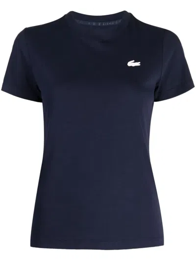 Lacoste Logo-embroidered Cotton T-shirt In Blue