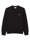 Lacoste Lightweight Cotton Fleece Crewneck Sweatshirt In Black