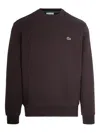 Lacoste Felpa In Cotone Spazzolato Marrone In Brown