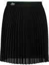 Lacoste Logo-embroidered Elasticated Pleated Miniskirt In Black