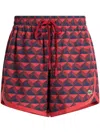 Lacoste Graphic-print Running Shorts In Red