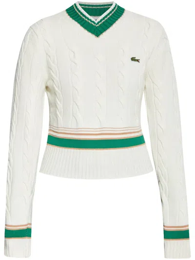 Lacoste Logo-embroidered Jumper In Beige