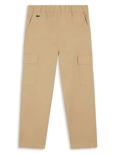 Lacoste Kids' Logo-embroidered Lightweight Trousers In Neutrals