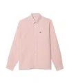 Lacoste Pink Linen Shirt With Straight Cut Collar In Pink