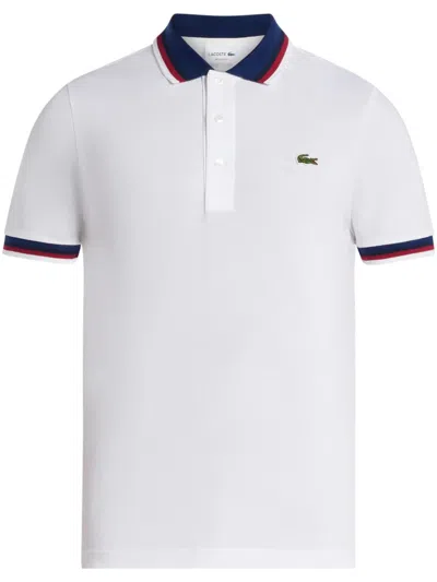 Lacoste White Patch Polo In Blue