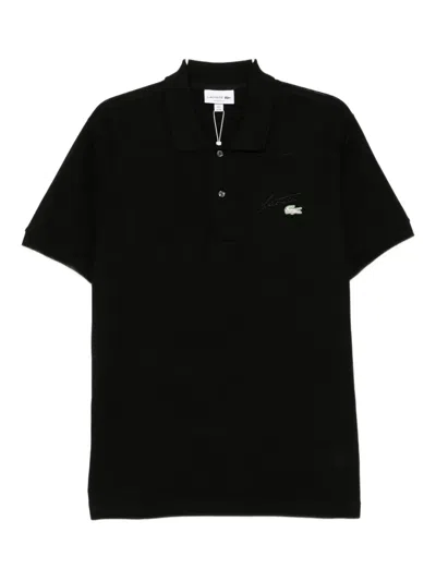 Lacoste Logo-embroidered Polo Shirt In Black