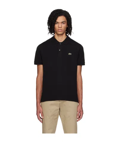 Lacoste Stretch Pique Short-sleeve Slim Fit Polo Shirt In Black
