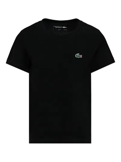 Lacoste Kids' Logo-embroidered Short-sleeve T-shirt In Black