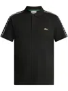 Lacoste Logo-embroidered Side-stripe Polo Shirt In Black